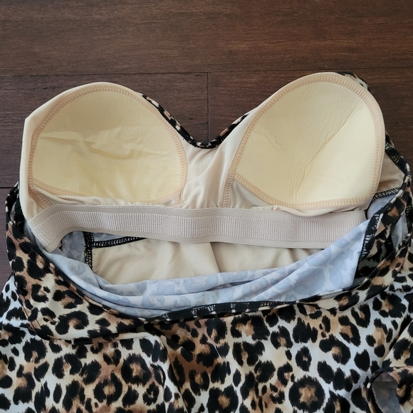 Swimsuits For All Leopard Print Tankini Top Womens 14 Wide Strap Sweetheart Neck - Picture 6 of 10